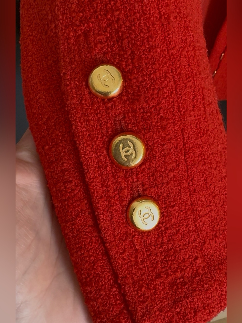 Vintage CHANEL 1996 Orange Tweed Blazer with Gold Buttons - Picture 9 of 16